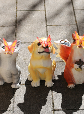 太阳能灯摆放卡通可爱动物树脂户外庭院创意花园发光现代装饰摆件