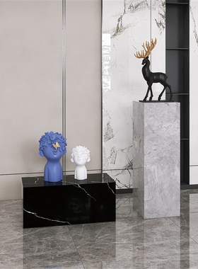 现代中国风天然大理石岩板花架家居落地式装饰示台底座