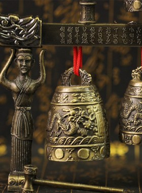 新款双层编钟乐器可演奏道具仿真青铜器仿古敲击乐器金属工艺品摆