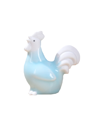 陶瓷小公鸡母鸡一对 哥窑小鸡工艺饰品招财吉祥物品