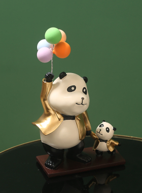 亲子熊猫现代电视柜装饰网红儿童房间布置装饰品