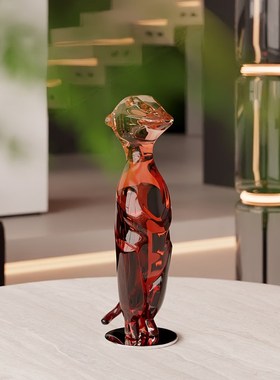 Rzone 高级感猕猴装饰品摆设客厅轻H奢高级感透明渐变红色艺术摆