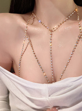 纯欲性感闪钻胸链身体链欧美辣妹个性独特时尚锁骨链项链配饰品女