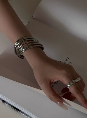 线圈金属交叉手镯臂环臂钏手环欧美个性小众大臂镯子时尚手臂配饰