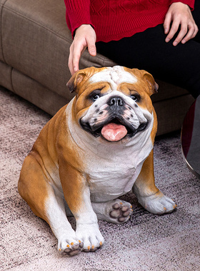 欧式客厅玄关门口斗牛犬大号落地摆件创意家居新房装饰工艺品摆设