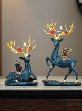 新中式福字鹿摆件创意家居装饰品客厅电视柜乔迁之喜新居结婚礼物