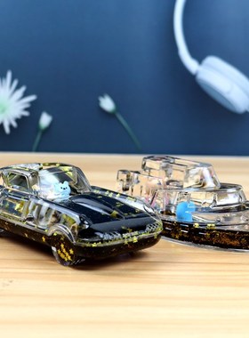 沙漏油漏摆件飞机跑车轮船液体流沙创意水油水晶卡通入油滴油笔插