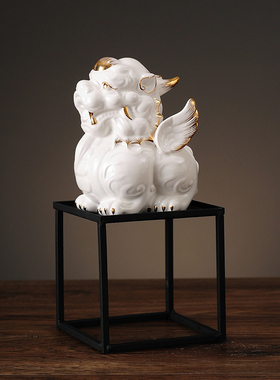 招财貔貅摆件客厅摆设新中式陶瓷工艺品酒柜乔迁装饰品开业礼品