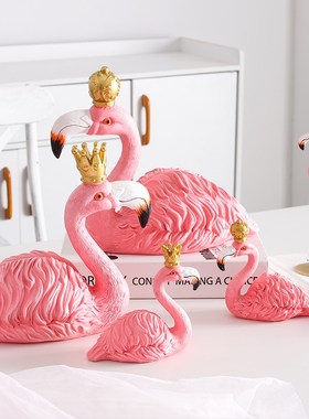 造器火烈鸟摆件粉色少女心网红创意房间欧式客厅餐厅餐桌北欧装饰