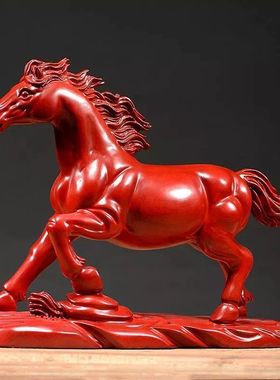 黑檀木雕刻马摆件马到成功实木质马生肖家居办公桌面装饰工艺品