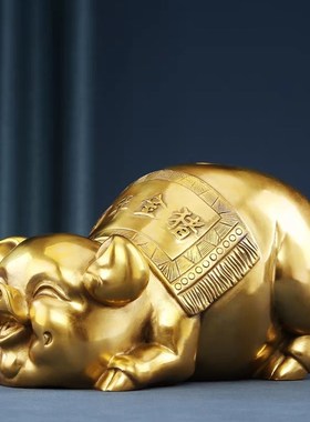 纯铜猪摆件生肖猪金猪福猪储钱罐家用桌面装饰大号能进能出存钱罐