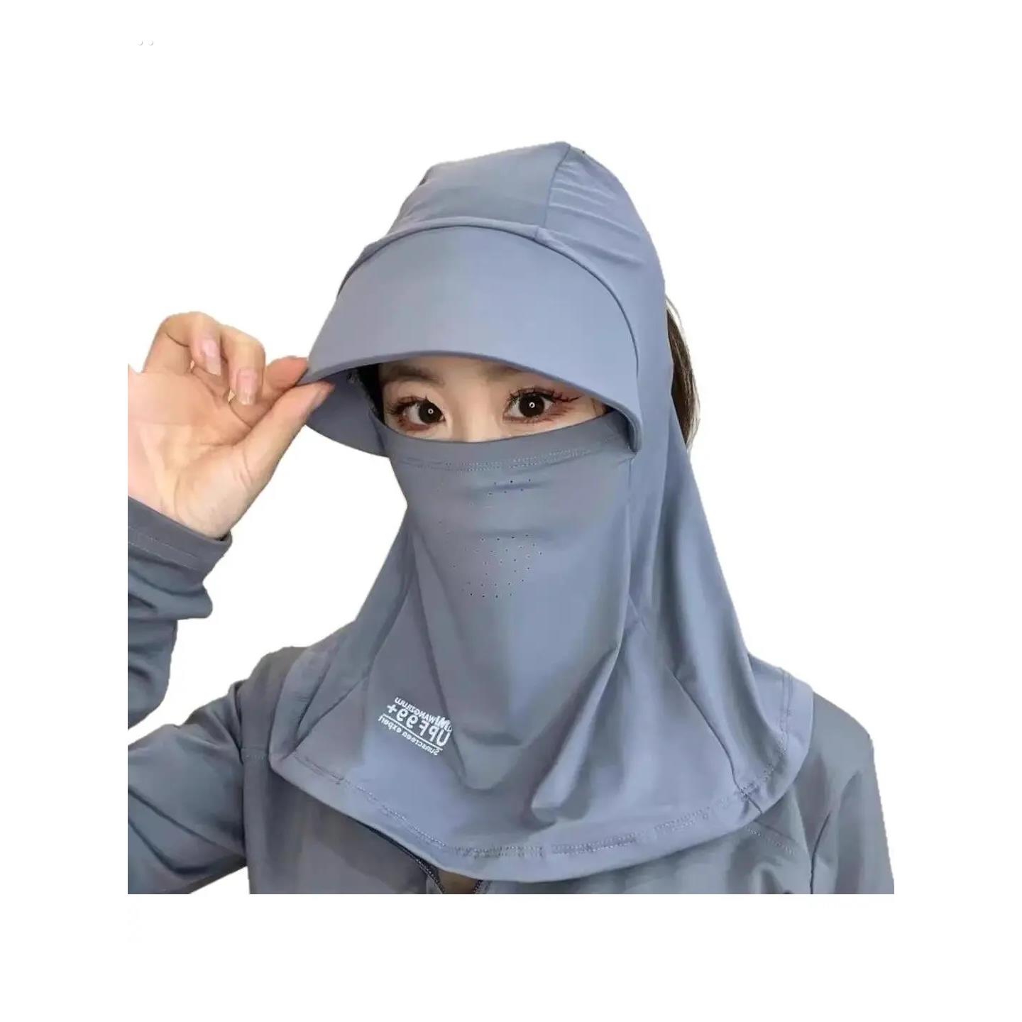 夏季防晒帽口罩一体面罩遮全脸防紫外线护颈冰丝透气骑行护脸罩女-图3