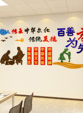 善孝墙贴面社区养关爱老年人院文化装饰活动中心传统美德宣传标语