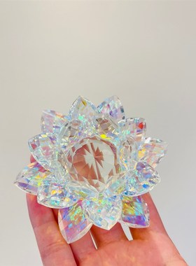 炒闪耀的水晶莲花摆件炫彩多色摆件小烛台家居装饰品