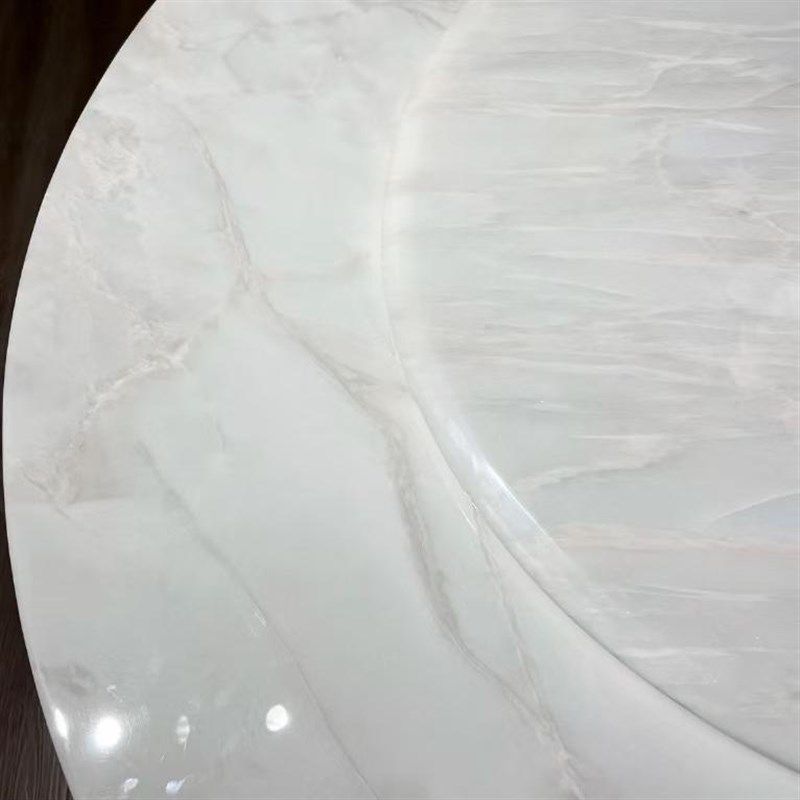 卡里冰玉天然奢石大理石餐桌椅组合圆形定制款高端奢石大户型圆桌,淘宝优惠券,粉丝福利购,淘宝优惠卷