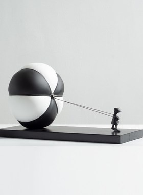 东来家居创意拉气球小孩摆件客厅玄关柜摆设样板间儿童房软装饰品