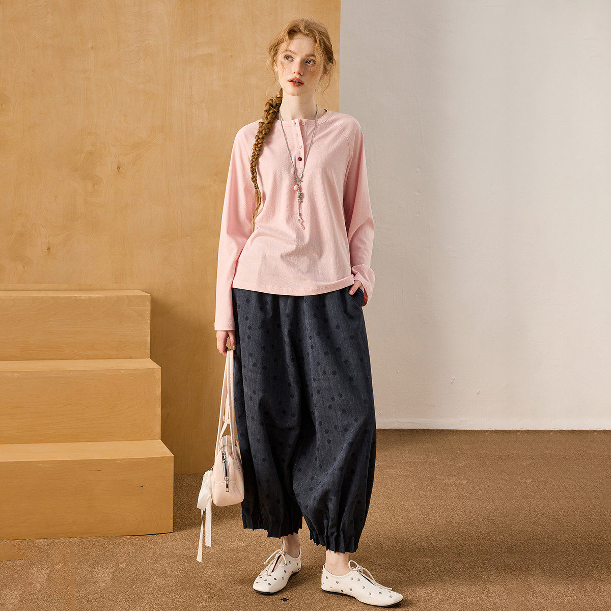 coolhut粉色休闲宽松百搭插肩袖圆领温柔少女舒适2026春季女士T恤,淘宝优惠券,粉丝福利购,淘宝优惠卷