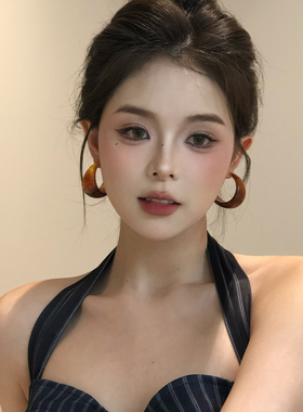 复古法式c型树脂耳钉女