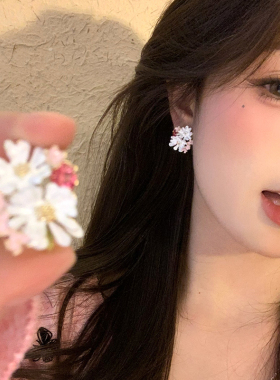 法式复古花朵耳环女2025新款