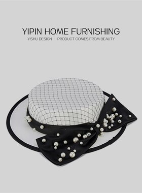 样板房间衣帽间帽子单品白色灰格子复古道具厅装饰品