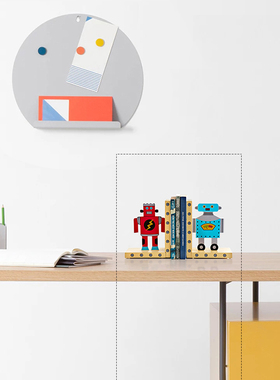 米图宝贝机器人木书挡书靠书立架儿童房收纳装饰品