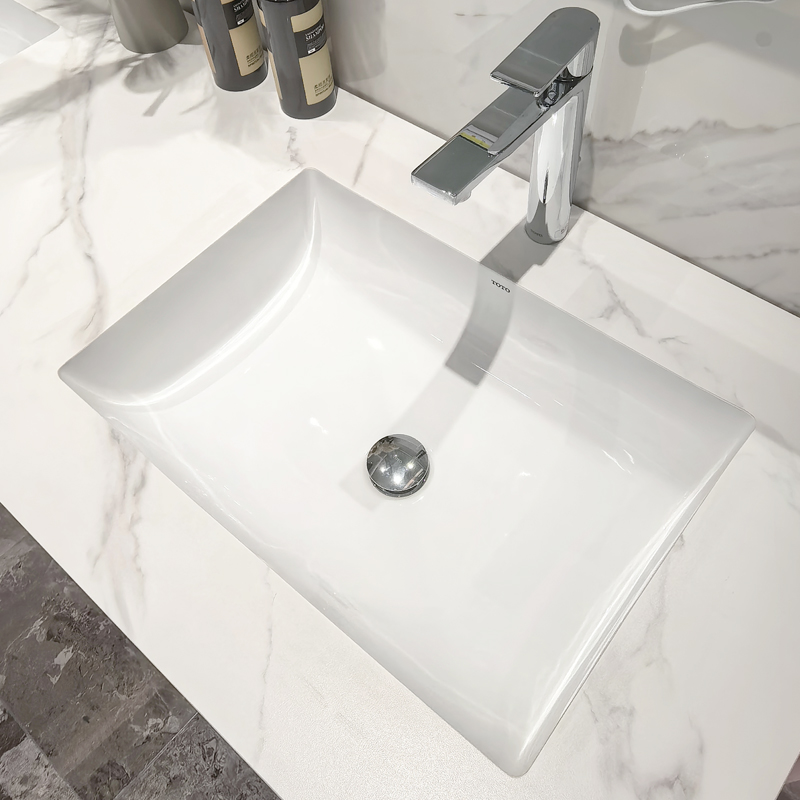 TOTO台下盆LW2516B智洁釉面陶瓷嵌入式方形盆卫生间台盆(07) - 图0