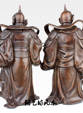 铜艺坊 纯铜门神摆件大号尉迟恭秦琼铜像左右护法家居客厅装饰