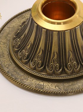 手摇转金筒底座转筒手持转金轮合金桌面摆件藏族转简经底托莲花座