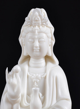 陶瓷工艺观音佛像白瓷自在观世音菩萨家居客厅博古架中式禅意摆件