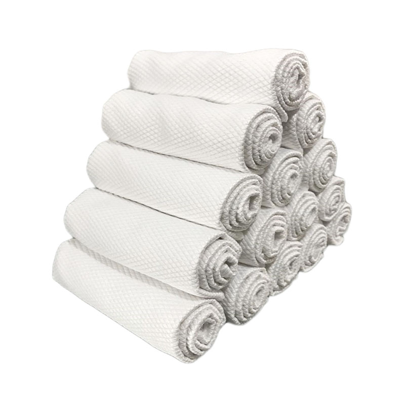 饭店餐具打干布吸水不掉毛酒店用擦玻璃白色鱼鳞抹布无痕不留水渍 - 图3