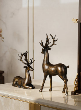 Moorit新中式招财鹿轻奢客厅摆件