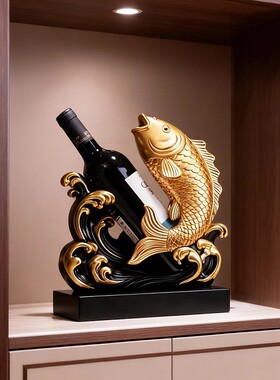 风生水起锦鲤红酒架乔迁礼物