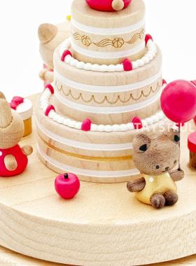 森活木趣木质音乐盒kitty蛋糕八音盒可旋转新婚儿童女孩生日礼物