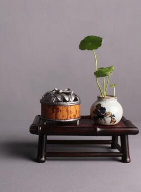 梅鹿竹桌子 茶台干炮台 竹制品茶具 紫竹桌 原竹工艺品竹制品茶台