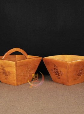 桃木米斗日进斗金有无步步高升招财家居饰品装饰