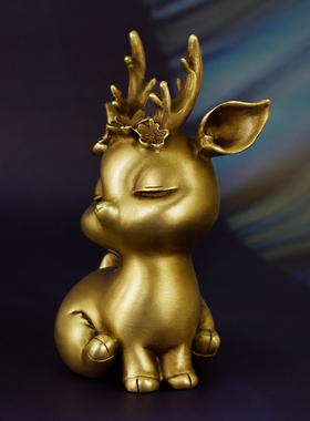 黄铜一鹿平安车摆件款