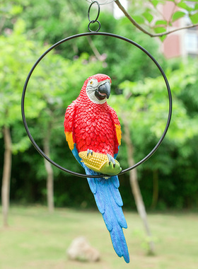 仿真鹦鹉小鸟户外庭院花园挂件 玻璃钢雕工艺品树脂动物装饰