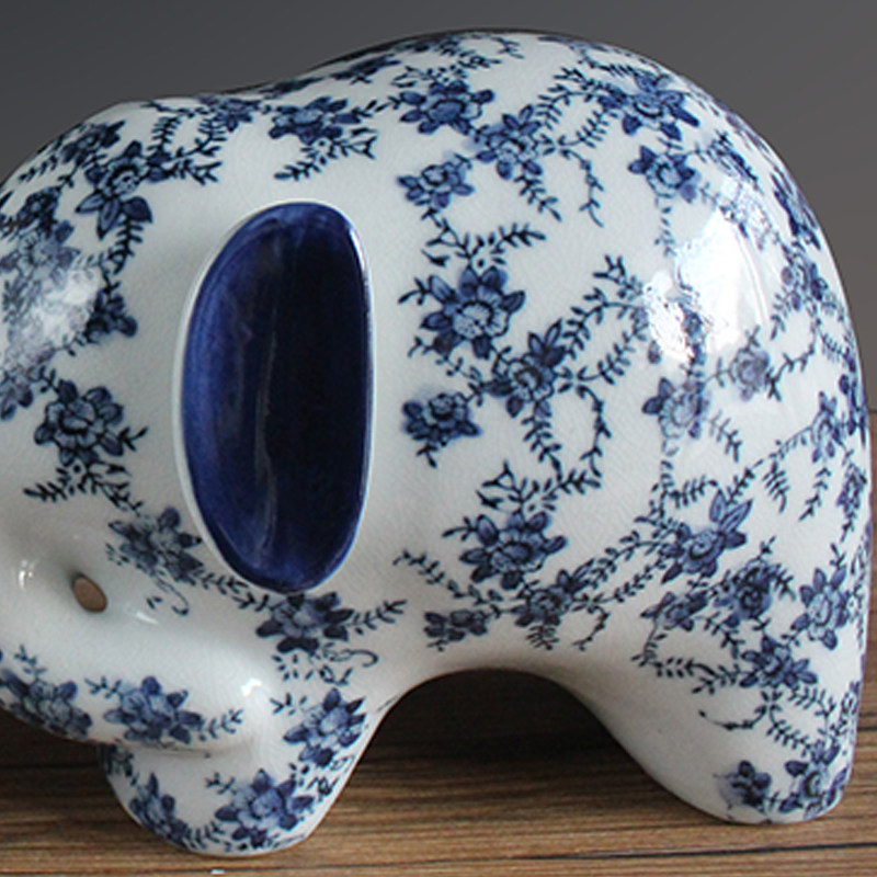 中式家居酒柜装饰品创意电视柜青花瓷象装饰摆设陶瓷房间摆件桌面,淘宝优惠券,粉丝福利购,淘宝优惠卷