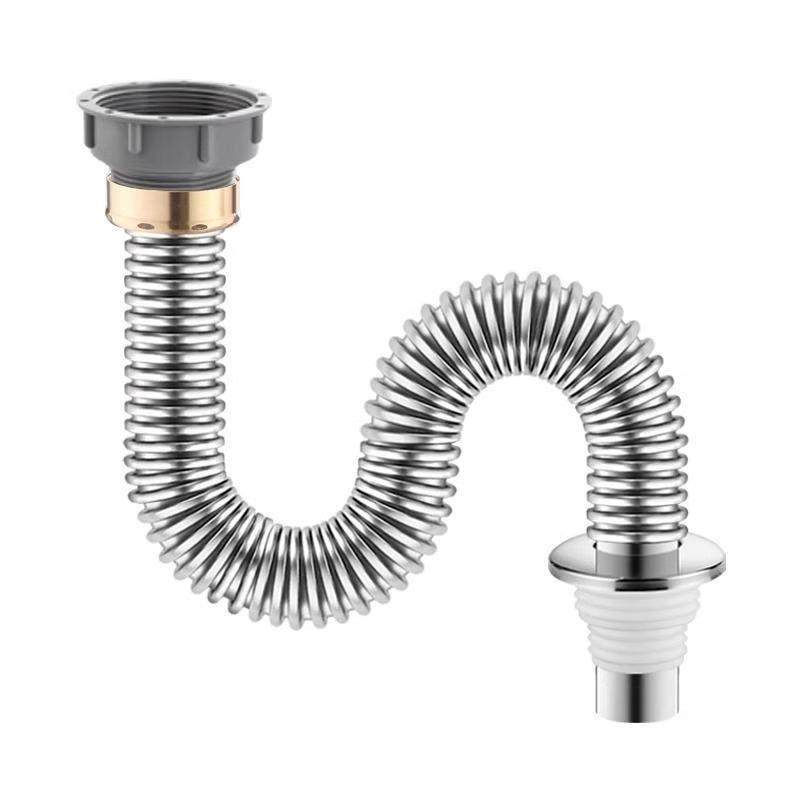 厨房洗菜盆下水管配件不锈钢排水管道洗手碗池水槽防臭套45转58,淘宝优惠券,粉丝福利购,淘宝优惠卷