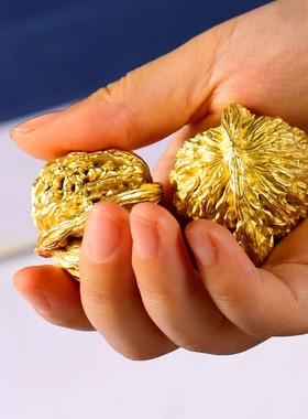 实心纯铜核桃手把件铜核桃文玩核桃健身球老人长辈按摩手球把玩件