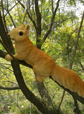 园林公园花园庭院装饰工艺品动物雕塑树脂仿真爬树三只小松鼠摆件