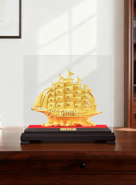 绒沙金大号帆船高档摆件一帆风顺