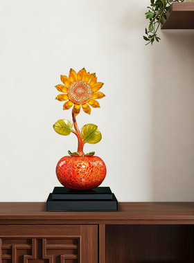 向日葵铜摆件一举夺魁高档装饰