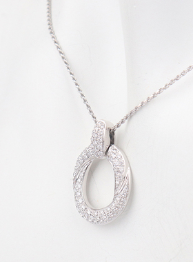 【自营】BRAND OFF中古95新环形镶钻项链750白金42cm