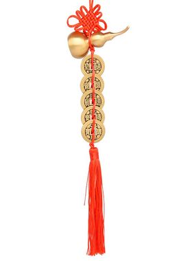 五帝钱桃木葫芦纯铜开口葫芦挂件真品压门槛大门摆件中国结