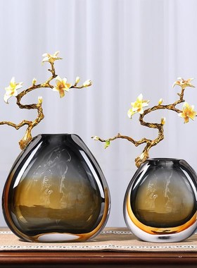 珐琅彩琉璃花瓶客厅水晶玻璃客厅电视柜玄关高端乔迁礼品