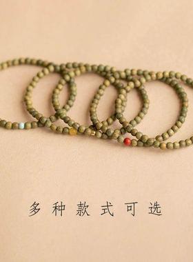 简约檀木手链细小纤细款绿檀手链女复古民族风手串男学生情侣单圈