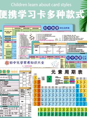 全套归纳基础创意年级塑料学生三角函数化学元素周期表小卡片透明