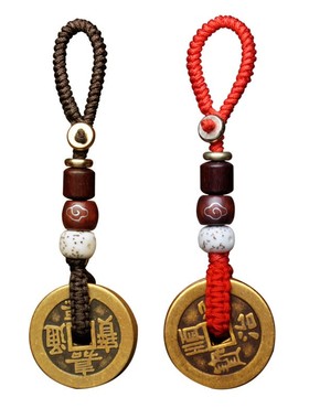 加厚五帝钱挂件钥匙扣纯铜钱古币六帝钱真品随身挂饰