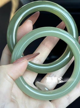 纯天然东陵玉手镯女款浅晴水玉镯绿色油青和田玉翡翠色送礼物正品